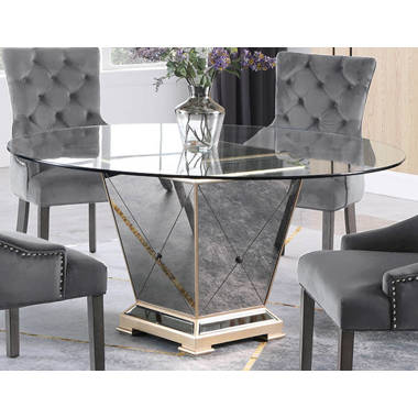 Round mirror discount dining table set